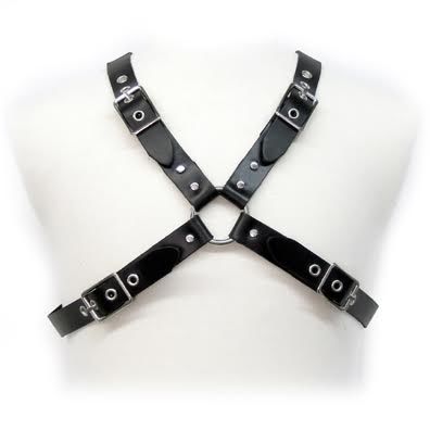 LEATHER BODY BLACK BUCKLE HARNESS FOR MEN - FETISH/ BONTAGE