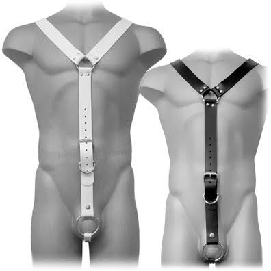 LEATHER BODY HARNESS MEN WHITE - BDSM /ΑΞΕΣΟΥΑΡ