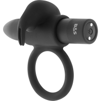 BLACK&SILVER BURTON RECHARGEABLE VIBRATING RING 10V BLACK