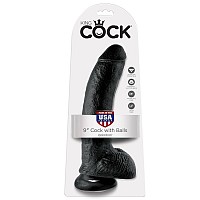 KING COCK 9 COCK BLACK WITH BALLS 22.9 CM