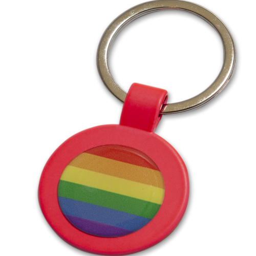 PRIDE - FUSCIA METAL KEYRING ROUND KEY RING WITH THE LGBT FLAG - ΔΙΑΦΟΡΑ ΑΝΤΙΚΕΙΜΕΝΑ SEX SHOP