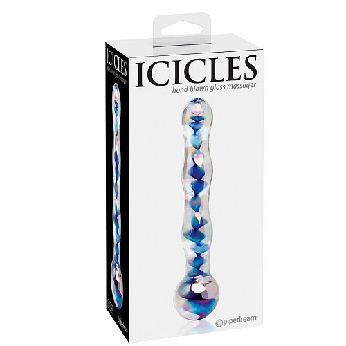 ICICLES NUMBER 8 HAND BLOWN GLASS MASSAGER - ΓΥΑΛΙΝΑ SEX TOYS