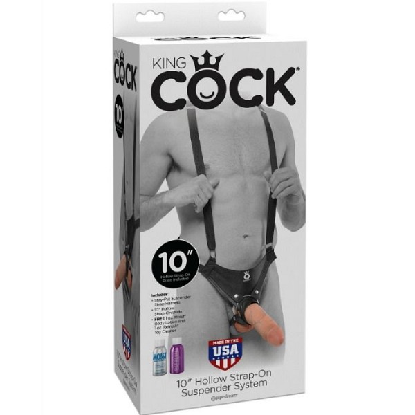 KING COCK 25.5 CM HOLLOW STRAP-ON SUSPENDER SYSTEM FLESH
