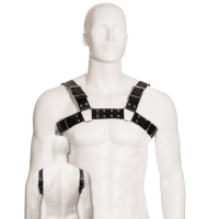 BODY LEATHER BLACK BULL DOG HARNESS
