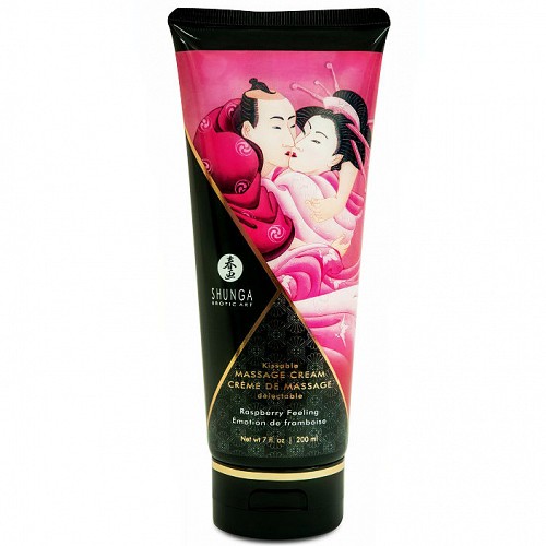 SHUNGA MASSAGE CREAM KISSABLE RASPBERRY EMOTION 200ML - 100% ΒΡΩΣΙΜΑ ΕΛΑΙΑ