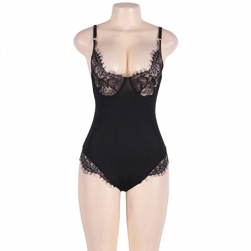 SUBBLIME QUEEN PLUS TEDDY WITH CLEARS AND FRINGES BLACK - XXL / SEXY ΕΣΩΡΟΥΧΑ ΣΕ ΜΕΓΑΛΑ ΜΕΓΕΘΗ