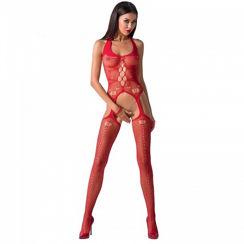 PASSION WOMAN BS059 BODYSTOCKING RED ONE SIZE - CATSUITS