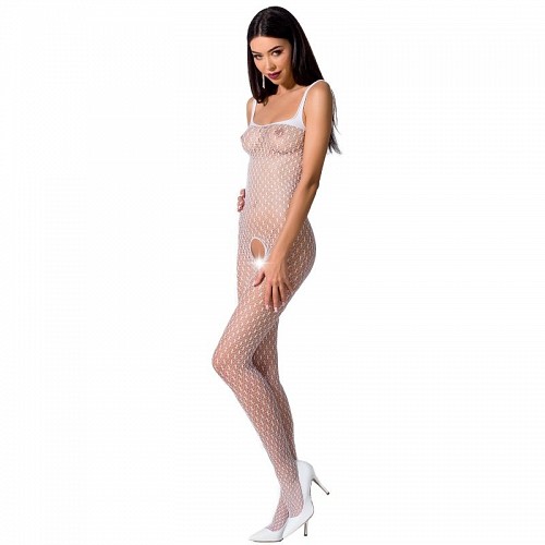 PASSION WOMAN BS071 BODYSTOCKING - WHITE ONE SIZE - CATSUITS