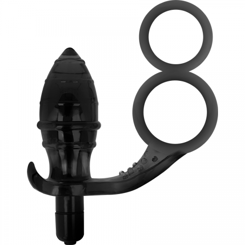 ADDICTED TOYS BUTT PLUG WITH COCK RING AND BALL-STRAP - BLACK - XXX TOYS