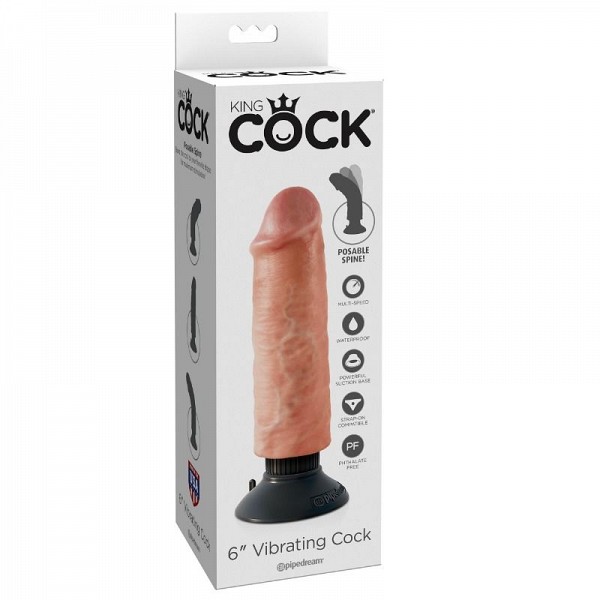 KING COCK - 6- 15.24 CM VIBRATING COCK FLESH