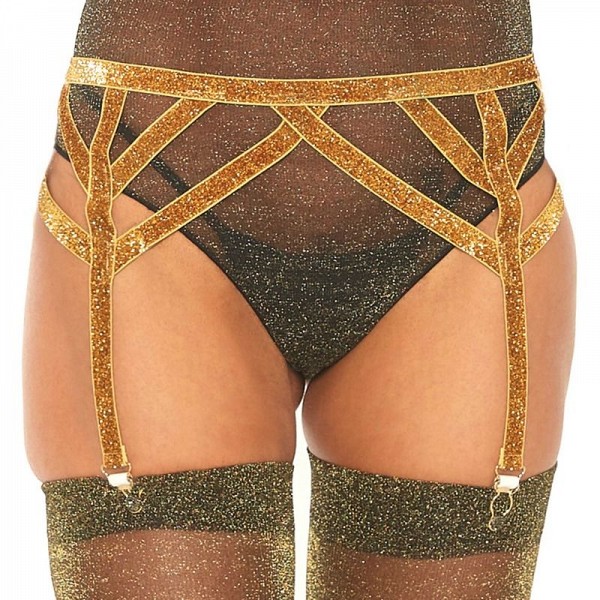 LEG AVENUE  LUREX ELASTIC GARTER BELT ONE SIZE