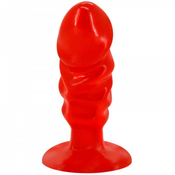 BAILE UNISEX ANAL PLUG WITH SUCTION CUP RED