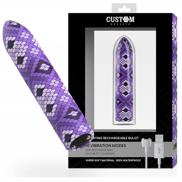 CUSTOM BULLETS RECHARGEABLE TRIAL PURPLE/  mini  μαγνητικός  δονητής  10V