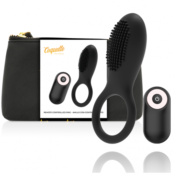 COQUETTE COCK RING REMOTE CONTROL RECHARGEABLE BLACK/ GOLD