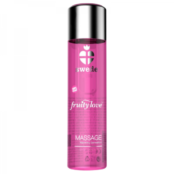 SWEDE FRUITY LOVE WARMING EFFECT MASSAGE OIL PINK RASPBERRY AND RHUBARB 120 ML.