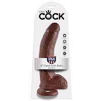 KING COCK 9 COCK BROWN WITH BALLS 22.9 CM