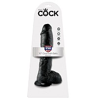 KING COCK 10 COCK BLACK WITH BALLS 25.4 CM