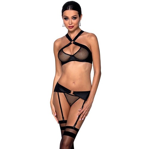 PASSION AMANDA SET ECO LEATHER S/M - SEXY ΕΣΩΡΟΥΧΑ ΣΕΤ 2-PIECE