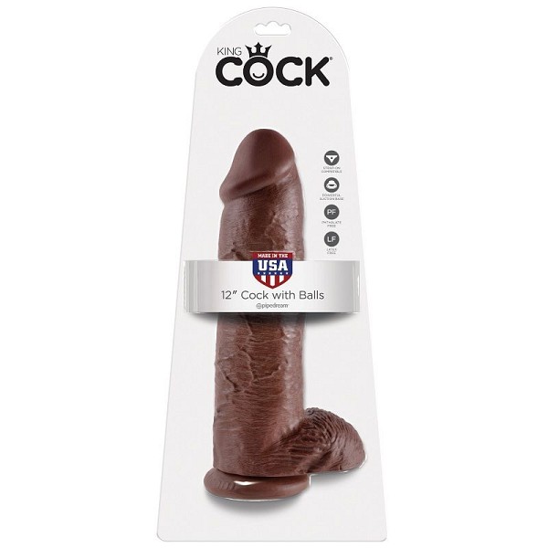 KING COCK 12 COCK BROWN WITH BALLS 30.48  CM