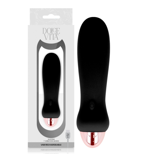 DOLCE VITA RECHARGEABLE VIBRATOR FIVE BLACK 10 SPEEDS