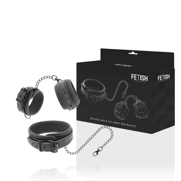 FETISH SUBMISSIVE  COLLAR AND WRIST CUFFS VEGAN LEATHER