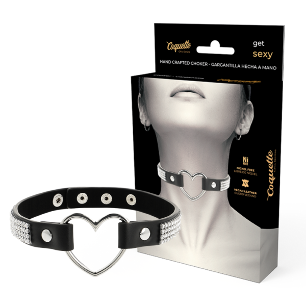 COQUETTE HAND CRAFTED CHOKER VEGAN LEATHER  - HEART