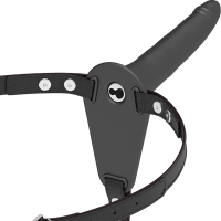 FETISH SUBMISSIVE SILICONE STRAP-ON VIBRATOR BLACK 15CM