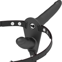 FETISH SUBMISSIVE DOUBLE STRAP VIBRATOR STRAP-ON BLACK