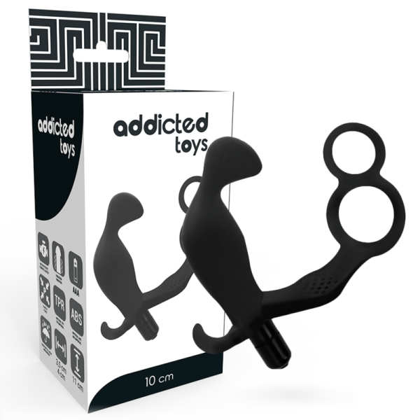 ADDICTED TOYS BUTT PLUG WITH COCK RING AND BALL-STRAP - BLACK
